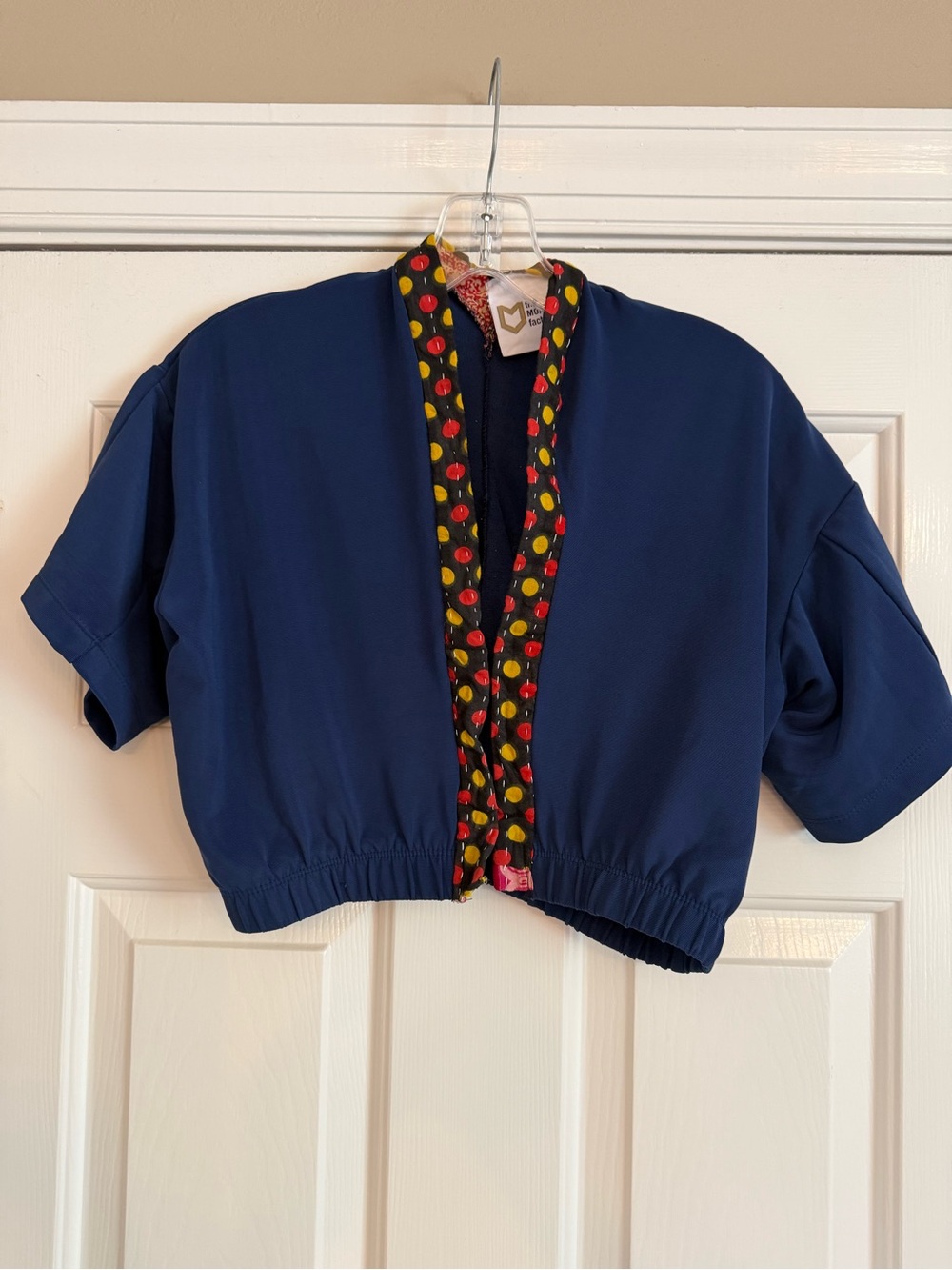 MORGAN FACTORY navy kantha dot crop jacket S M